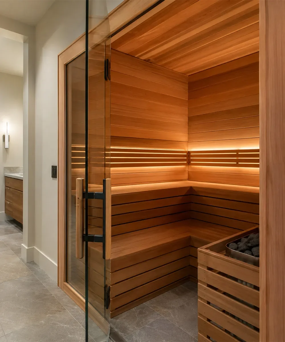 Sauna in a bathroom remodel in Seattle, WA by Space | Craft