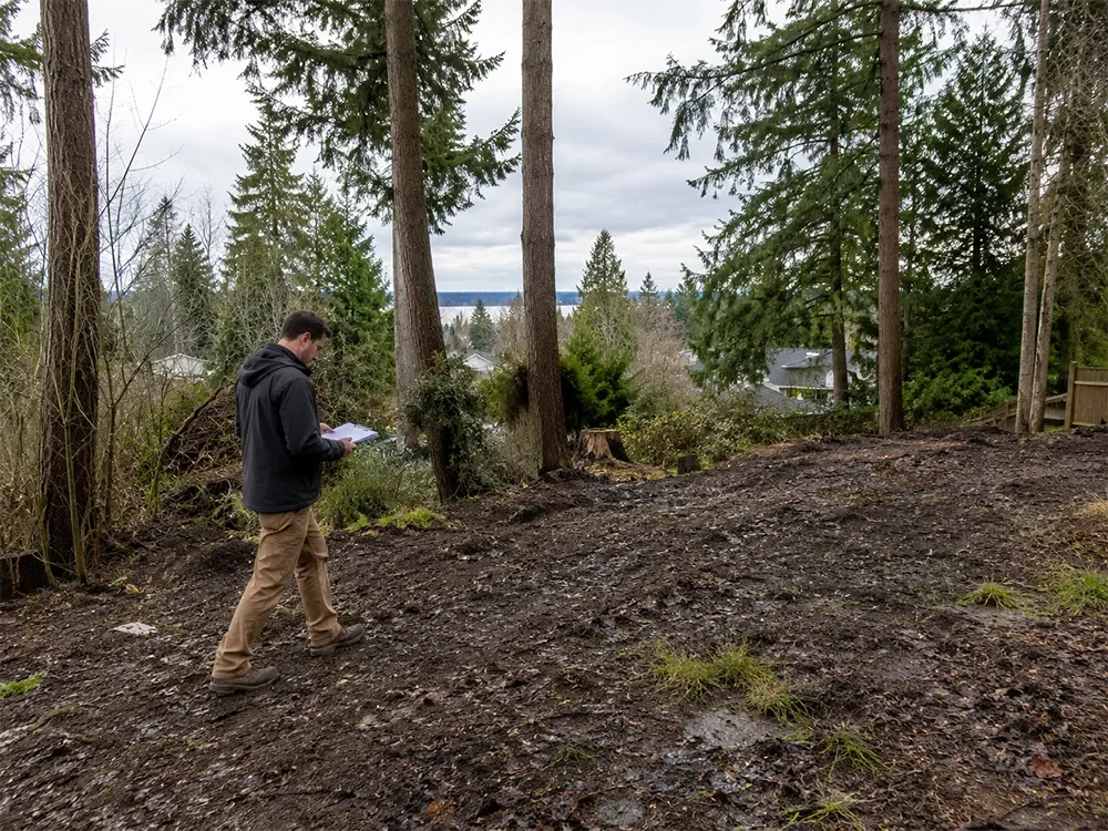 Lot assessment for a custom home in Kirkland, WA
