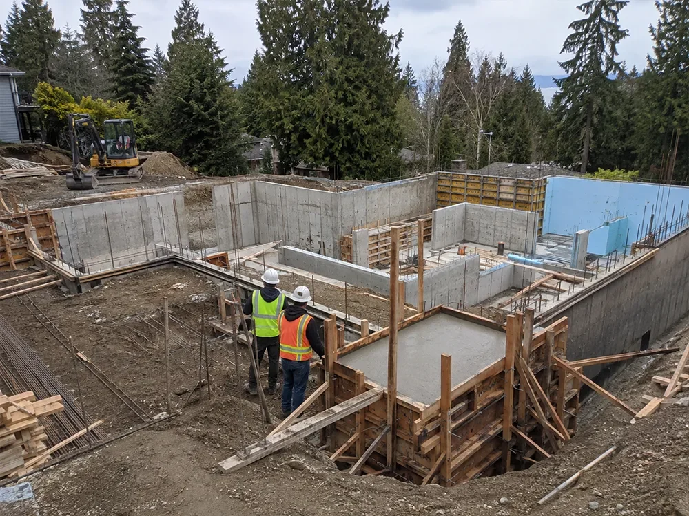 Site work and foundation for a Kirkland, WA custom home