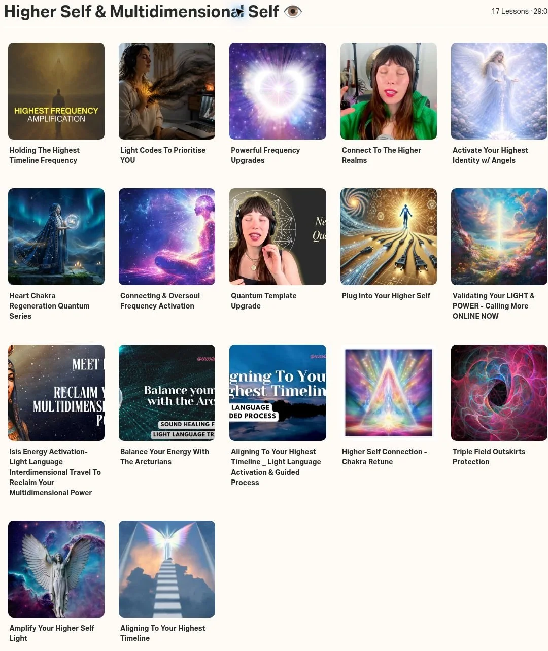 Screenshot inside the Cosmic Library showing Higher Self & Multidimensional Self