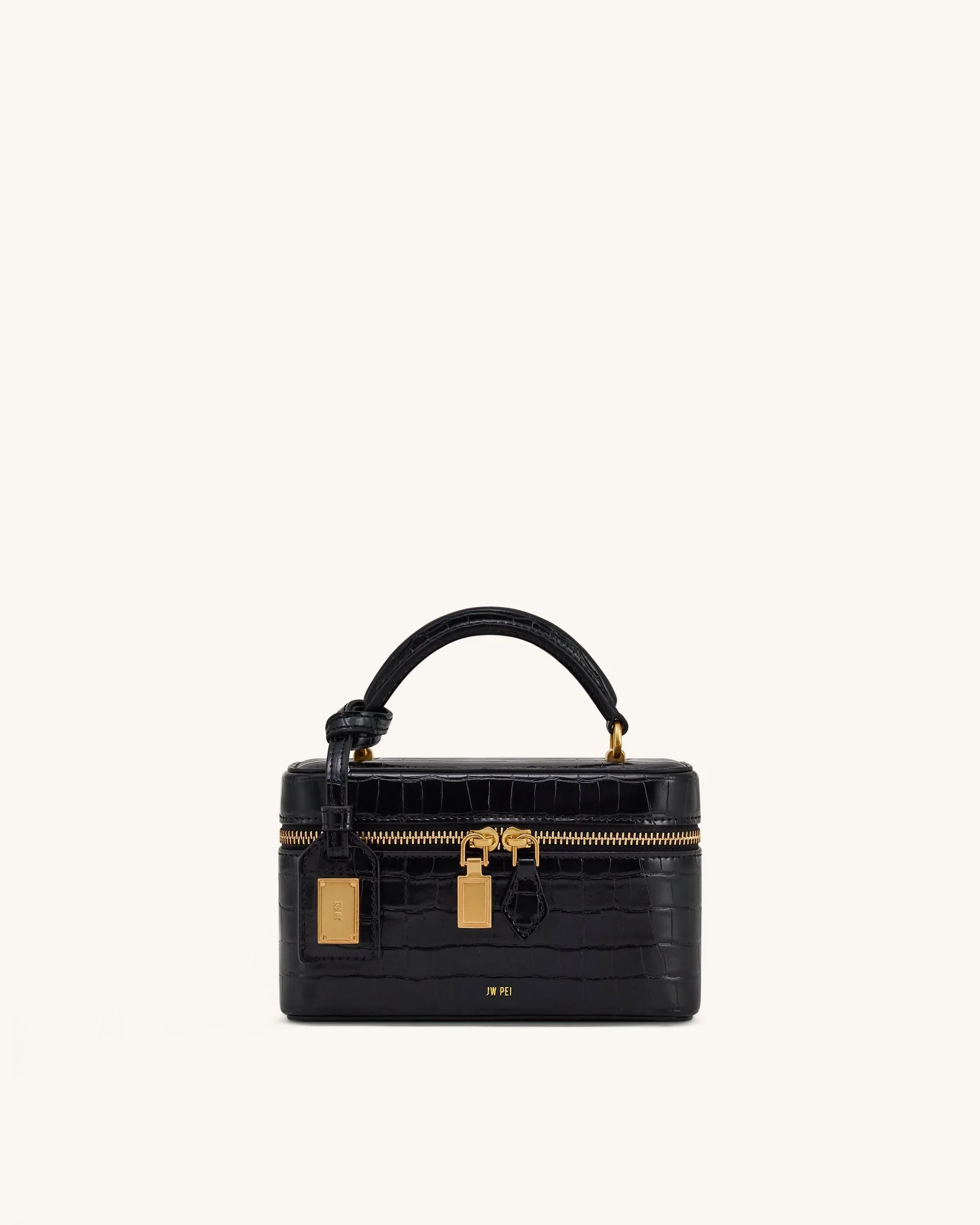 JW Pei Cleo Box Black Croc