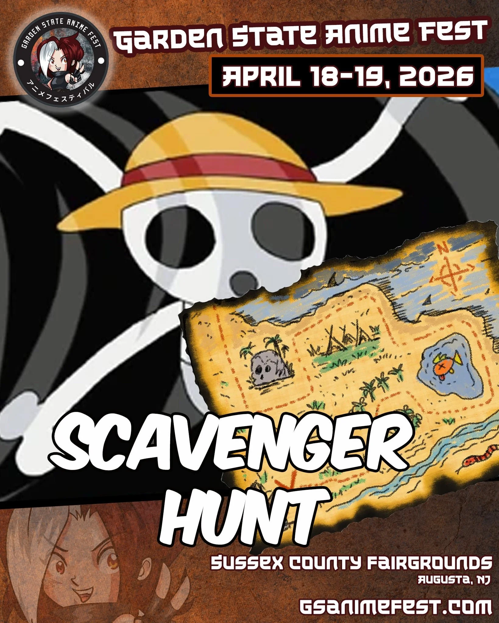 Scavenger Hunt at Garden State Anime Fest 2026 hosted by Unplugged Board Game Cafe Banner