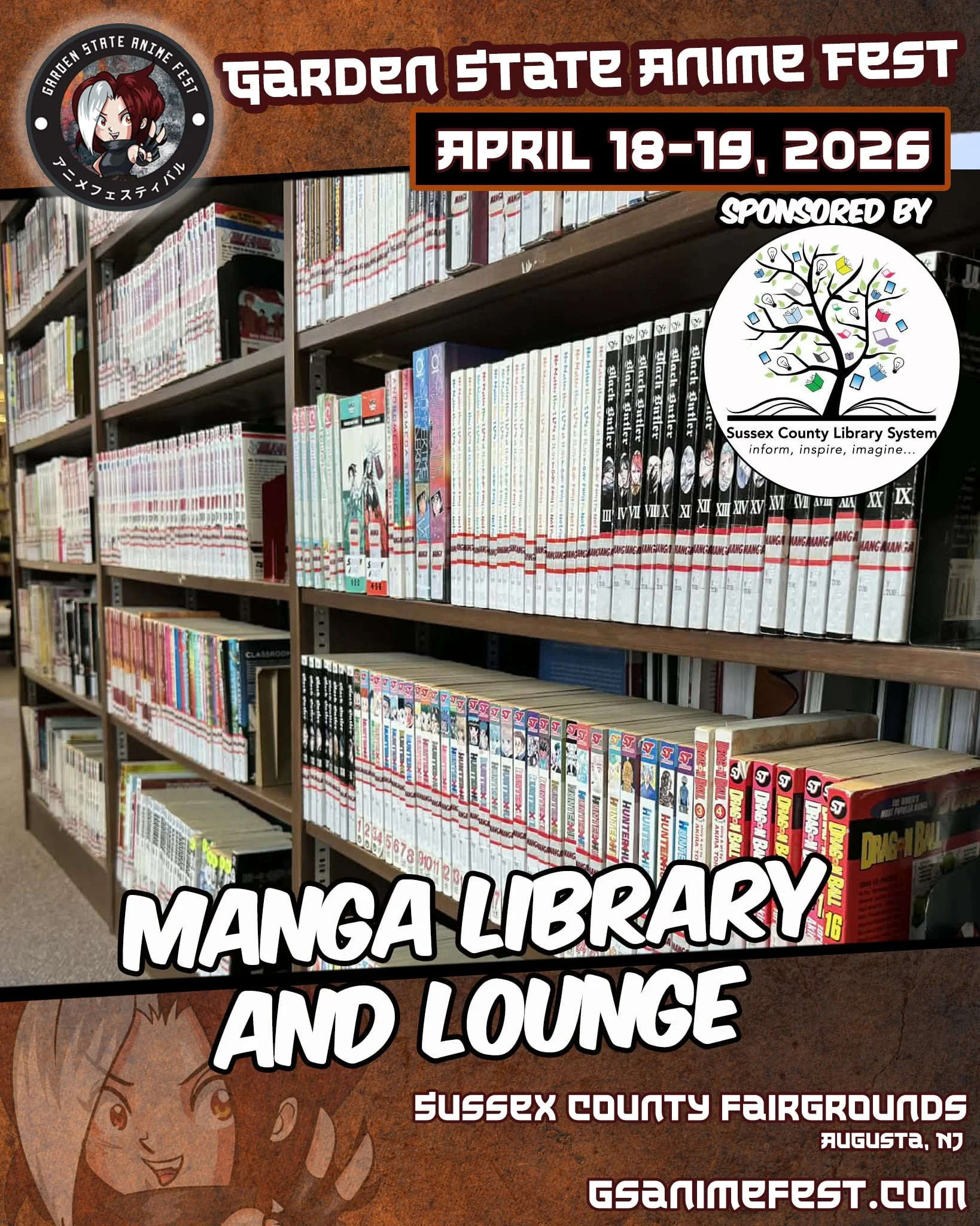 Manga Library Banner at Garden State Anime Fest 2026