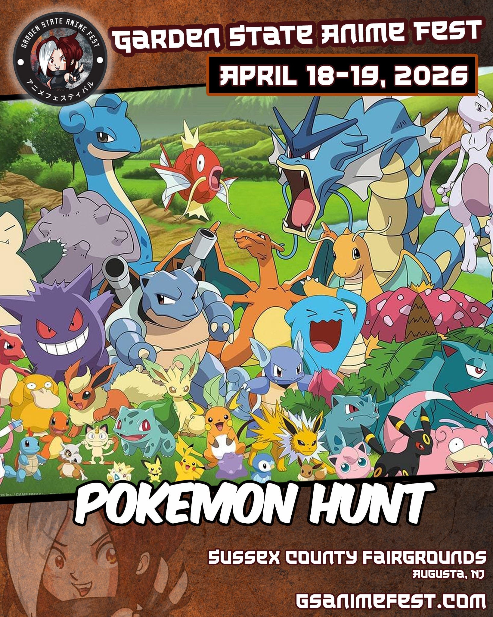 Pokemon Hunt at Garden State Anime Fest 2026 hosted by Unplugged Board Game Cafe Banner