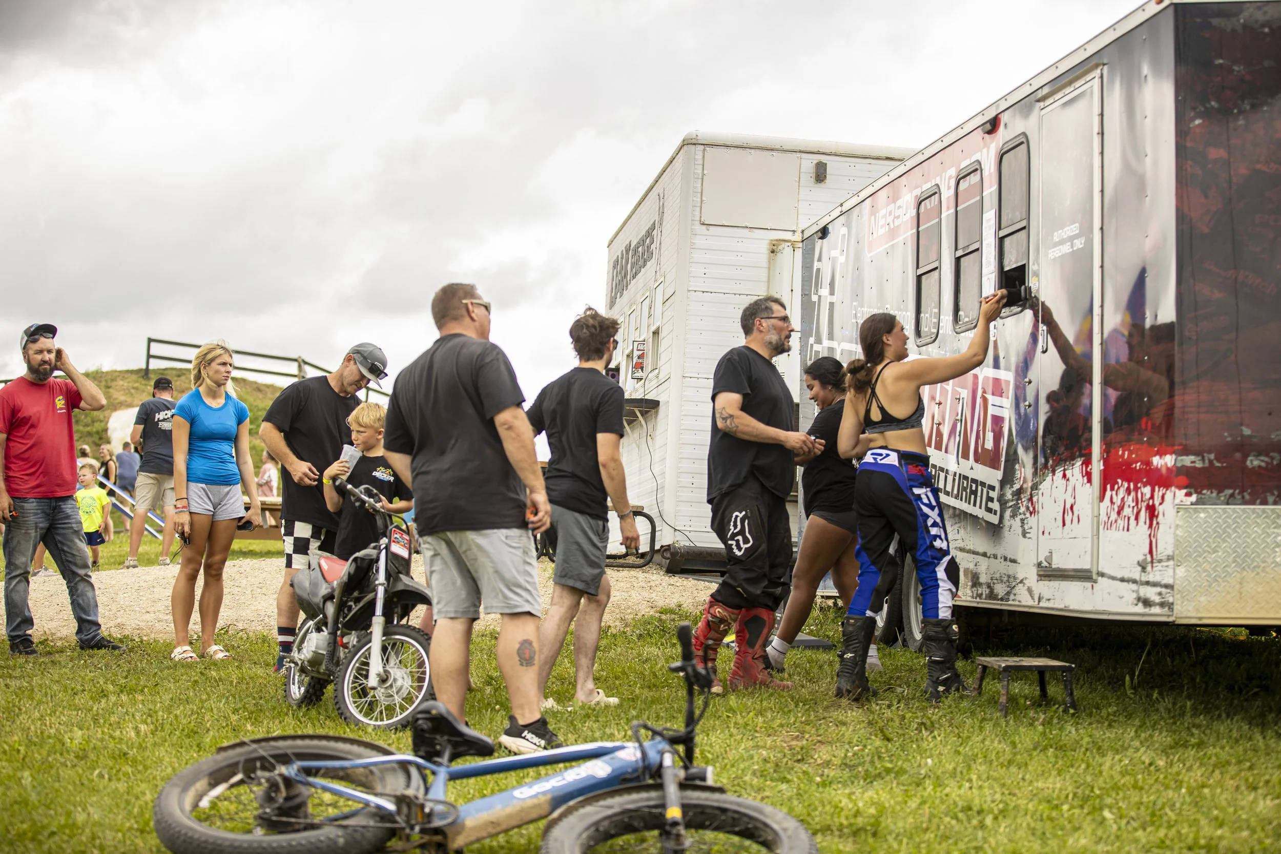 Riders preparing for motocross racing
