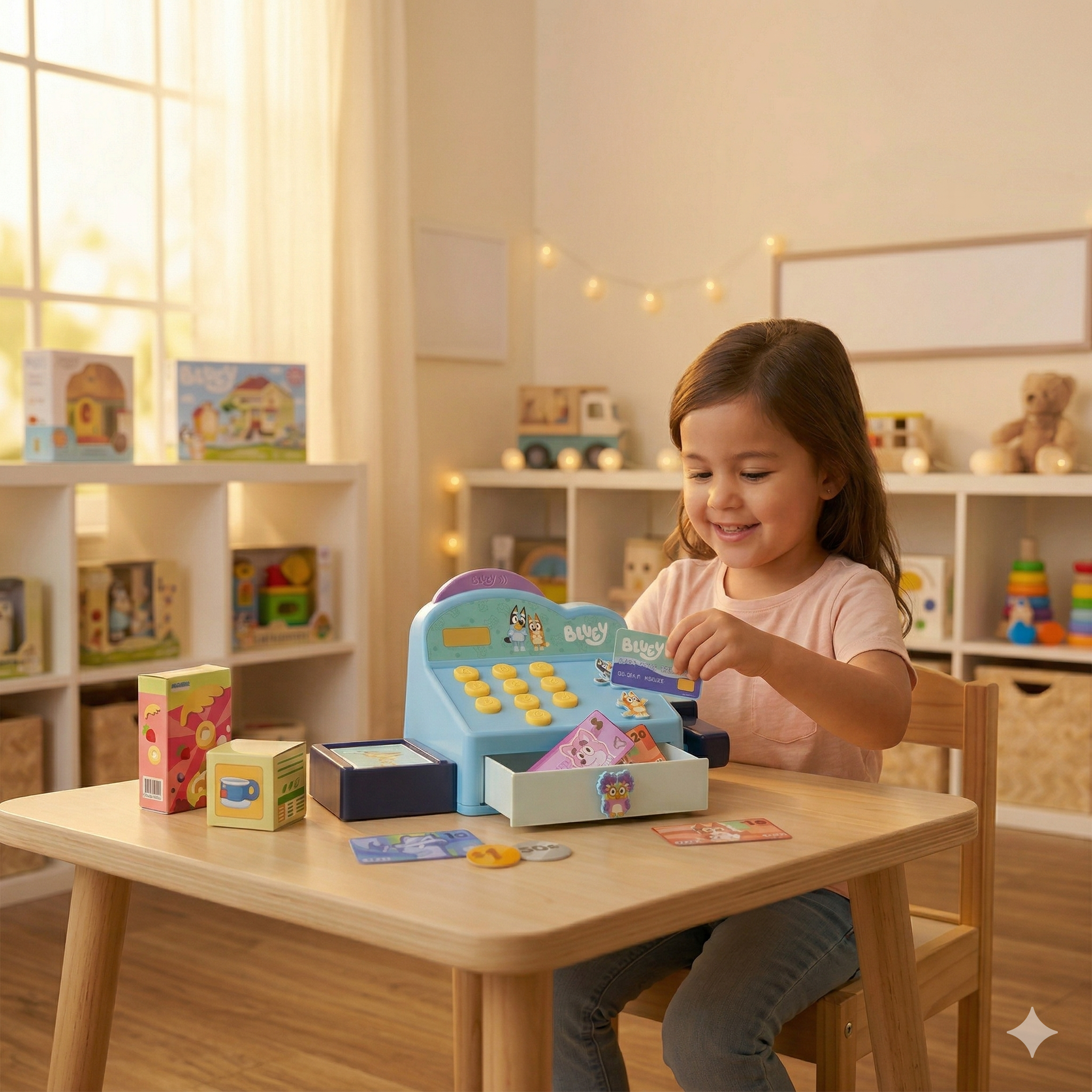 Child playing with toys from Maxwell's Toy Shoppe