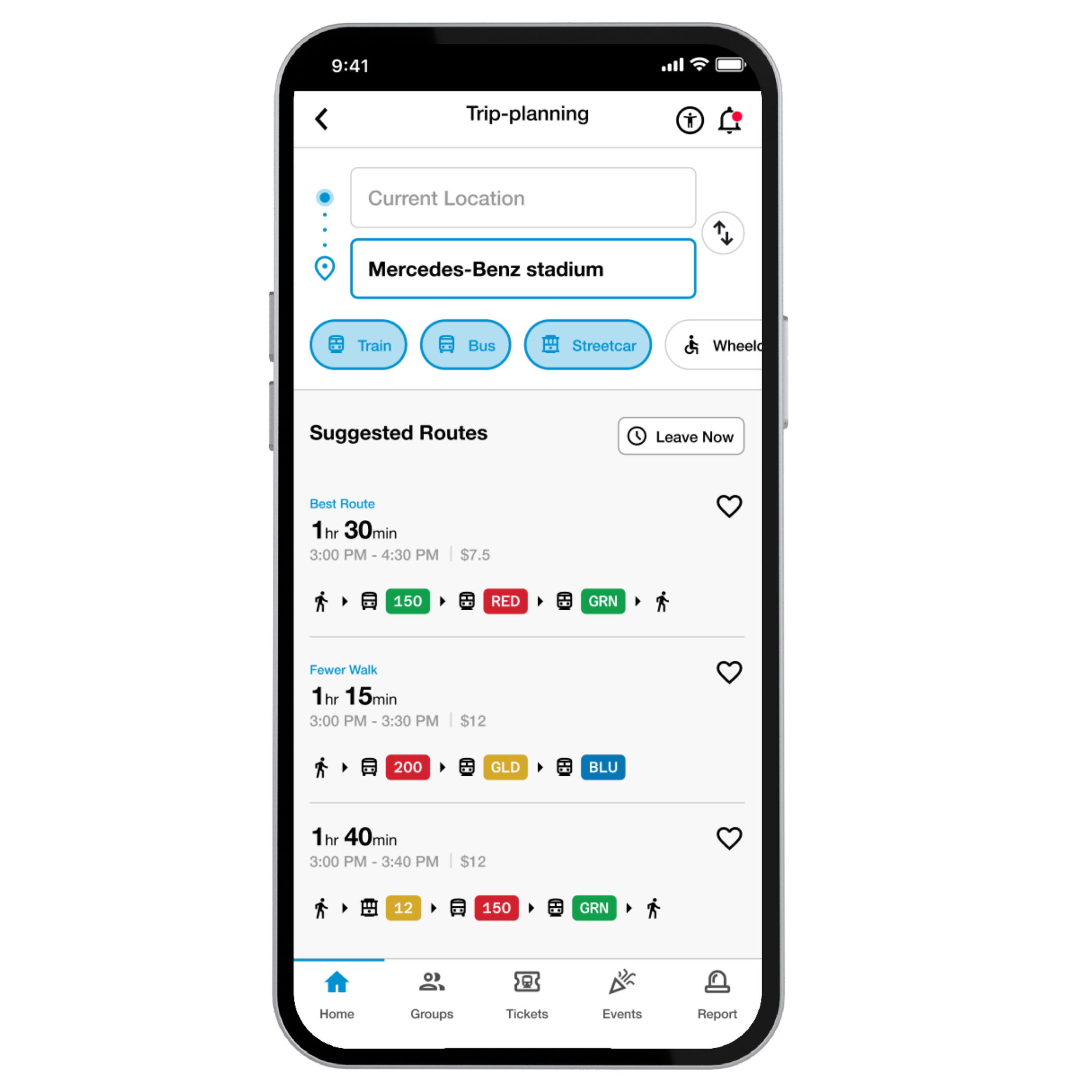 MARTA home screen mockup