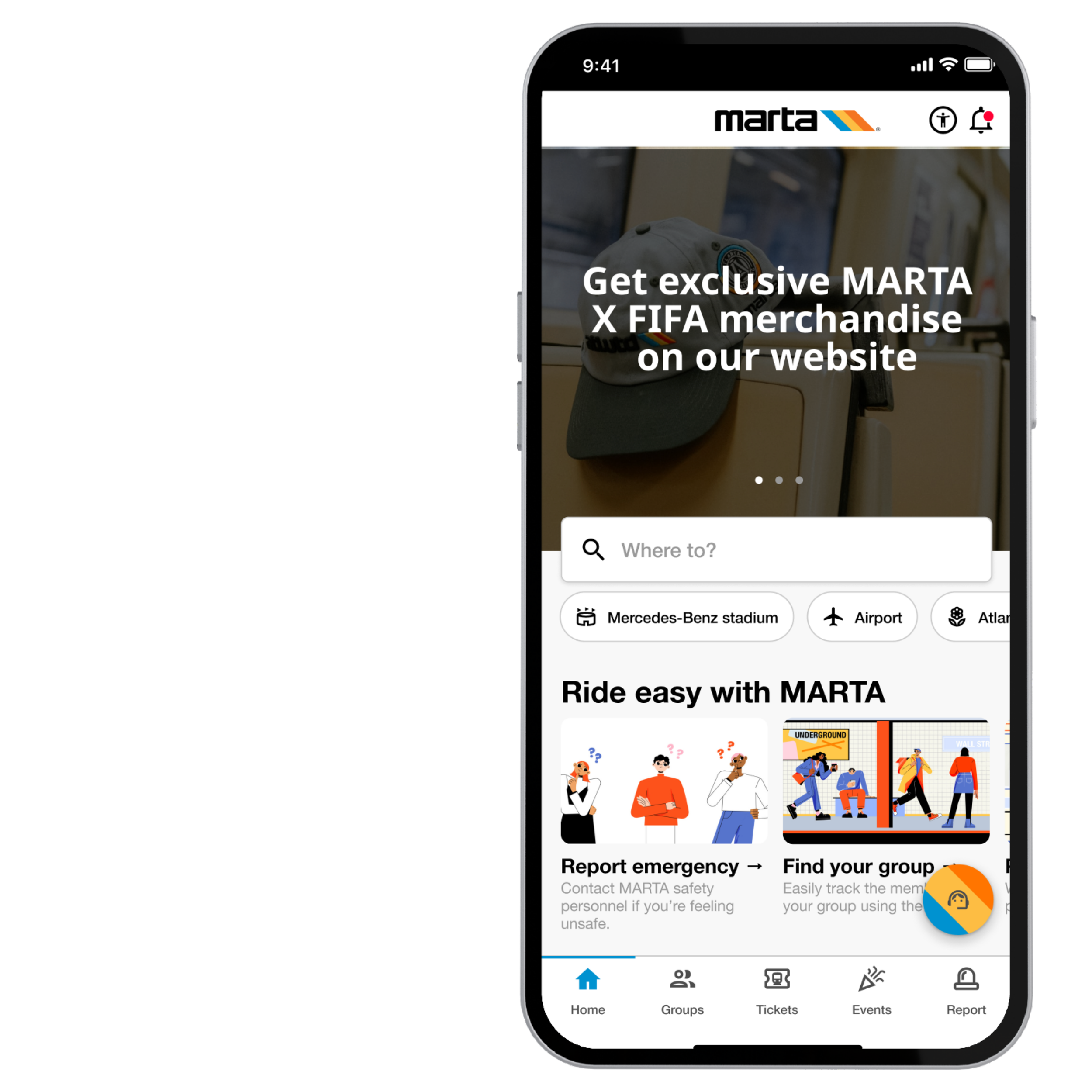 MARTA events detail screen mockup
