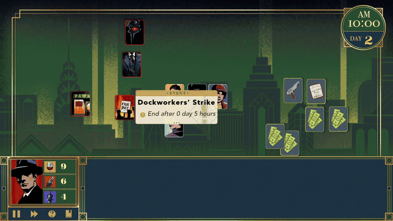 OMERTA event card showing multiple ways to resolve the same event
