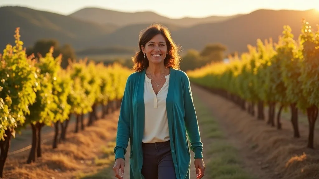 Woman walking confidently on Napa Valley trail after neurogenic claudication treatment restored her mobility