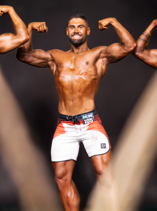 Competitor with competition tan