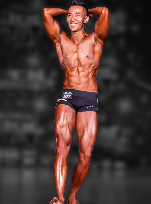 Competitor with competition tan
