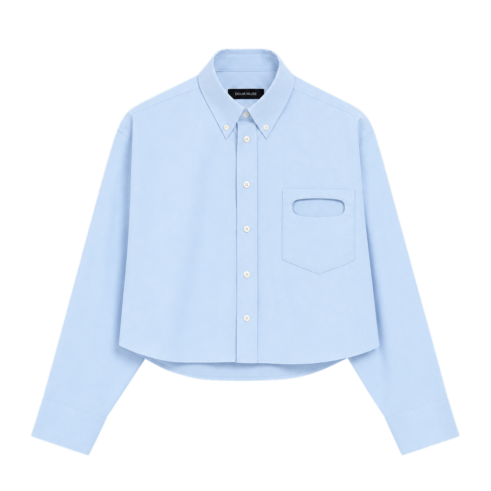 Priest Cut Dress Shirt — Blue