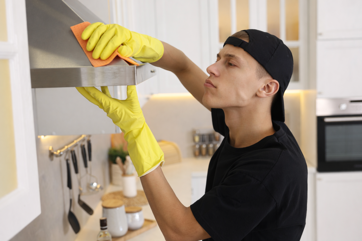 Professional cleaner at work