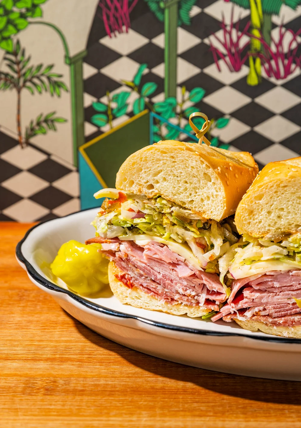 Italian sub with salami, prosciutto cotto and provolone for catering