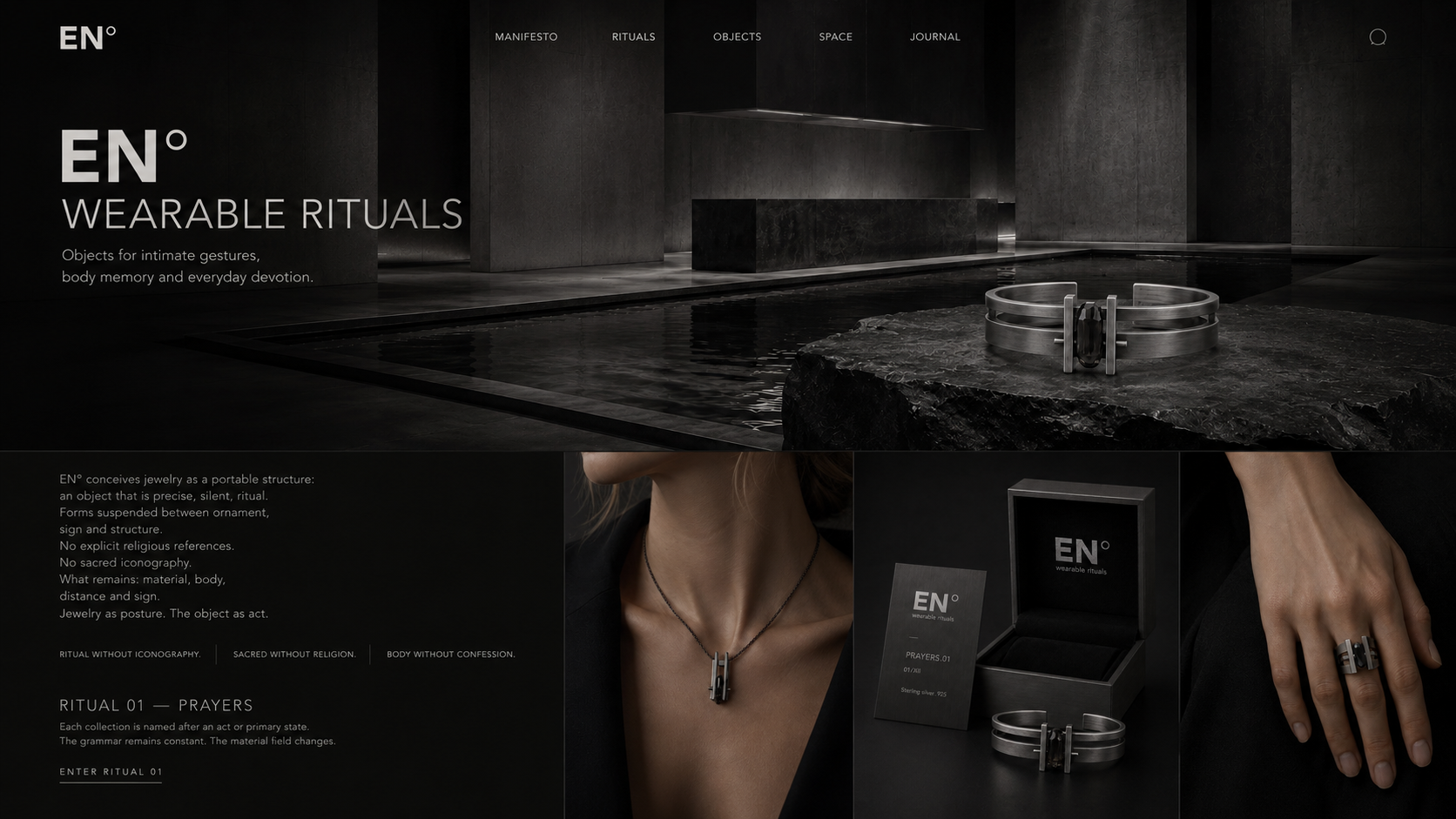 EN° website homepage mockup