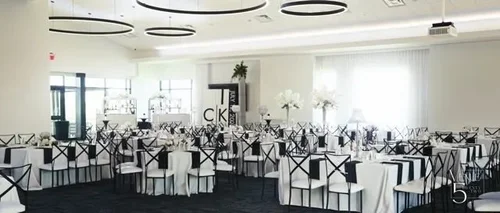 Wedding reception room and table settings at Venue 5 Twenty-Two
