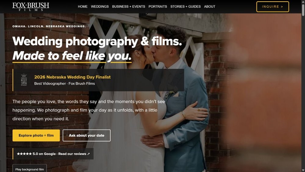 The Fox Brush Films website, shown as an example of our own website design work