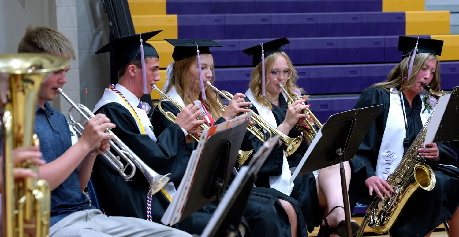 Graduating students perform in the band at Wausa Public Schools