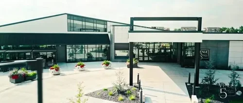 Modern exterior of Venue 5 Twenty-Two in Lincoln, Nebraska