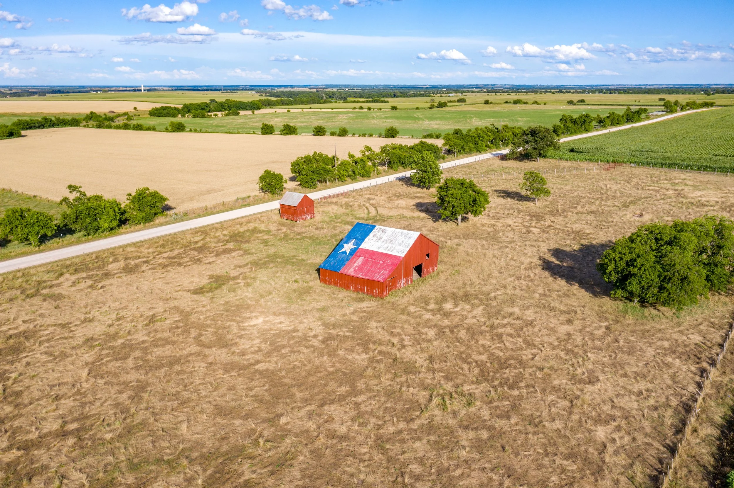 Barn with Texas flag