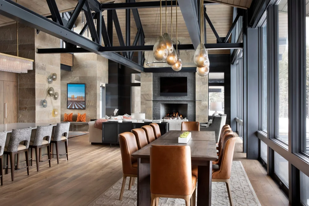 Exposed steel trusses