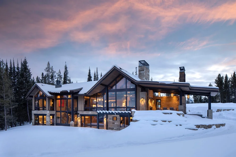 Mountain home at dusk
