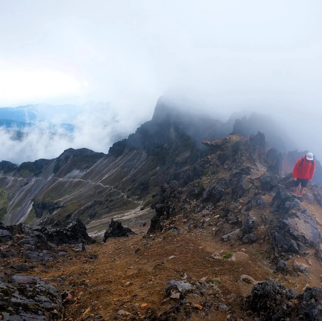 The cloud-covered ridge of Rucu Pichincha in Ecuador