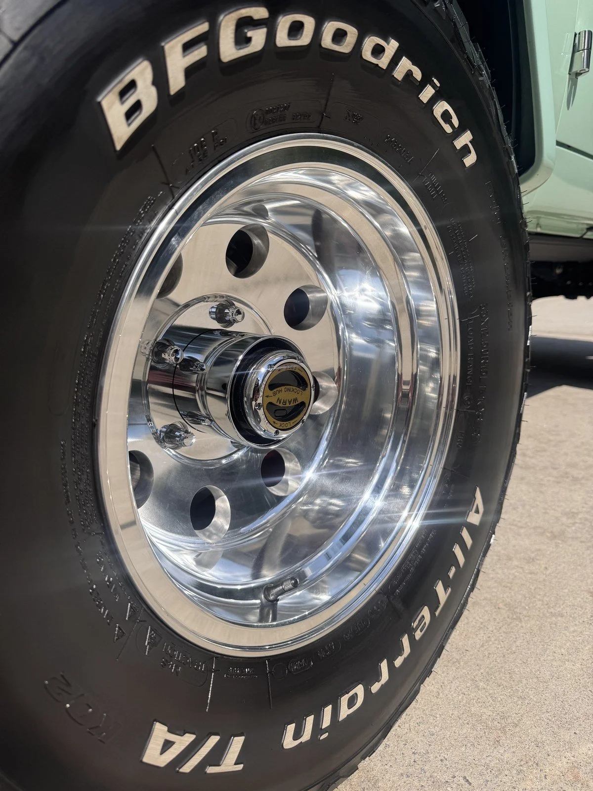 Restored Ford Bronco wheel detail at a Gen. Detailing appointment in Alpharetta
