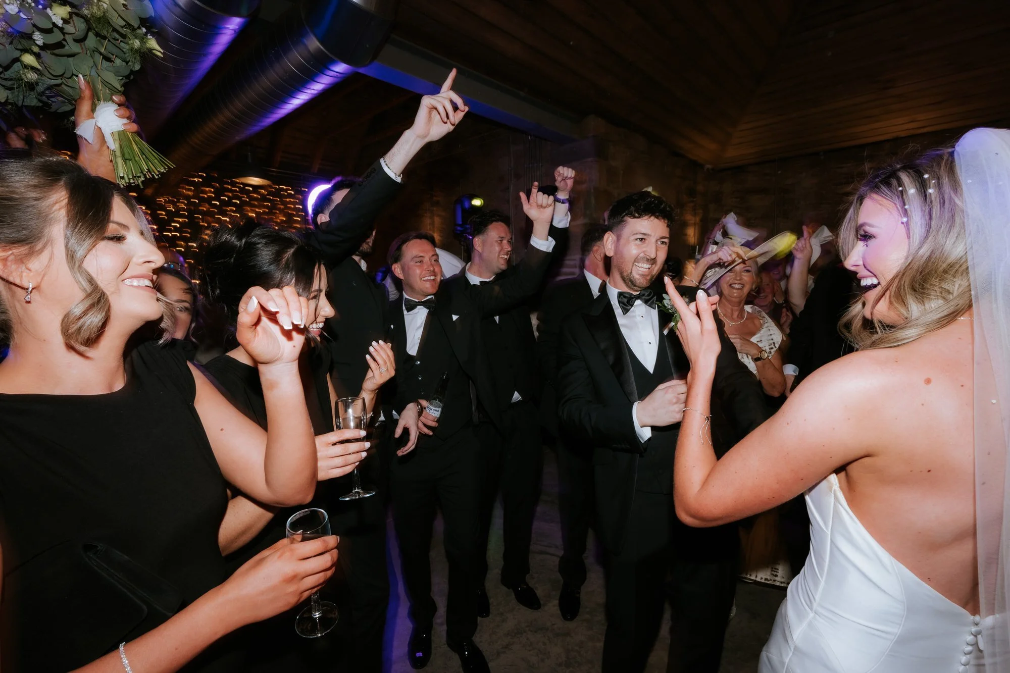 Natalie wearing sunglasses during the reception celebrations