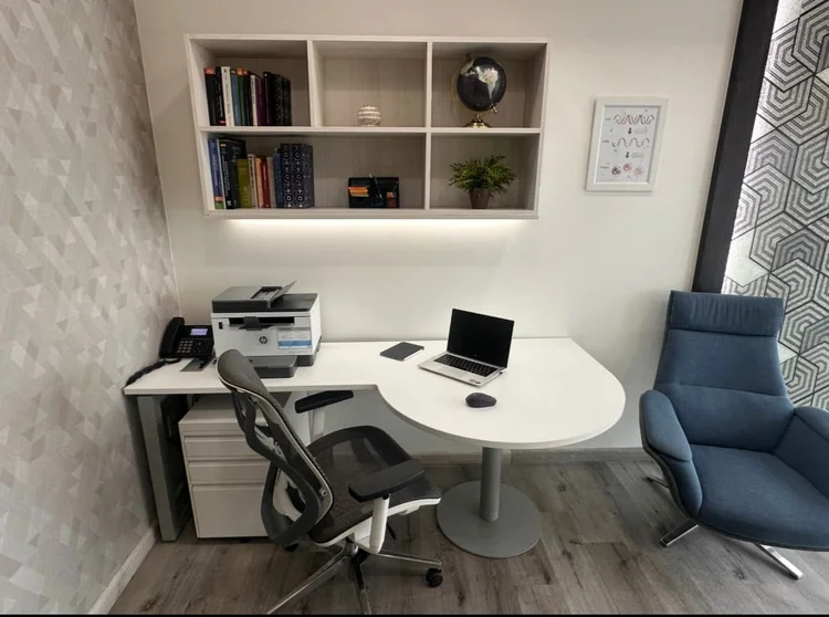 Alternative view of psychiatric consultation room at Dr. Cedillo's office in Tijuana, designed to welcome cross-border patients from San Diego and California