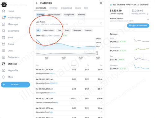 Kenzie additional earnings statement screenshot