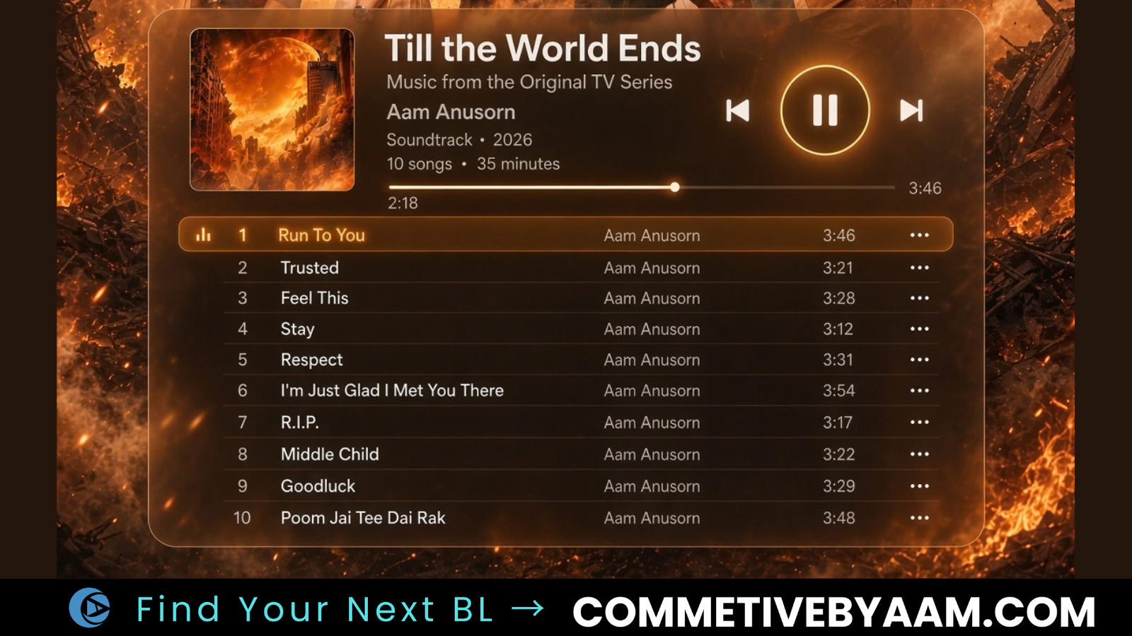 Till the World Ends original soundtrack promotional artwork inviting listeners to stream the official Thai BL series album