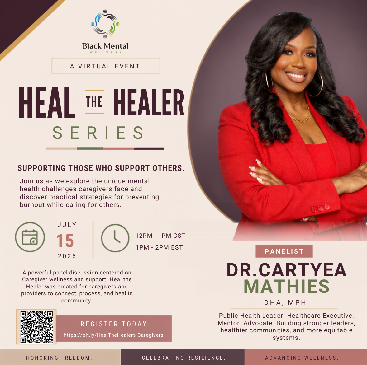 Dr. CarTyea Mathies as a panelist for the Heal the Healer Series