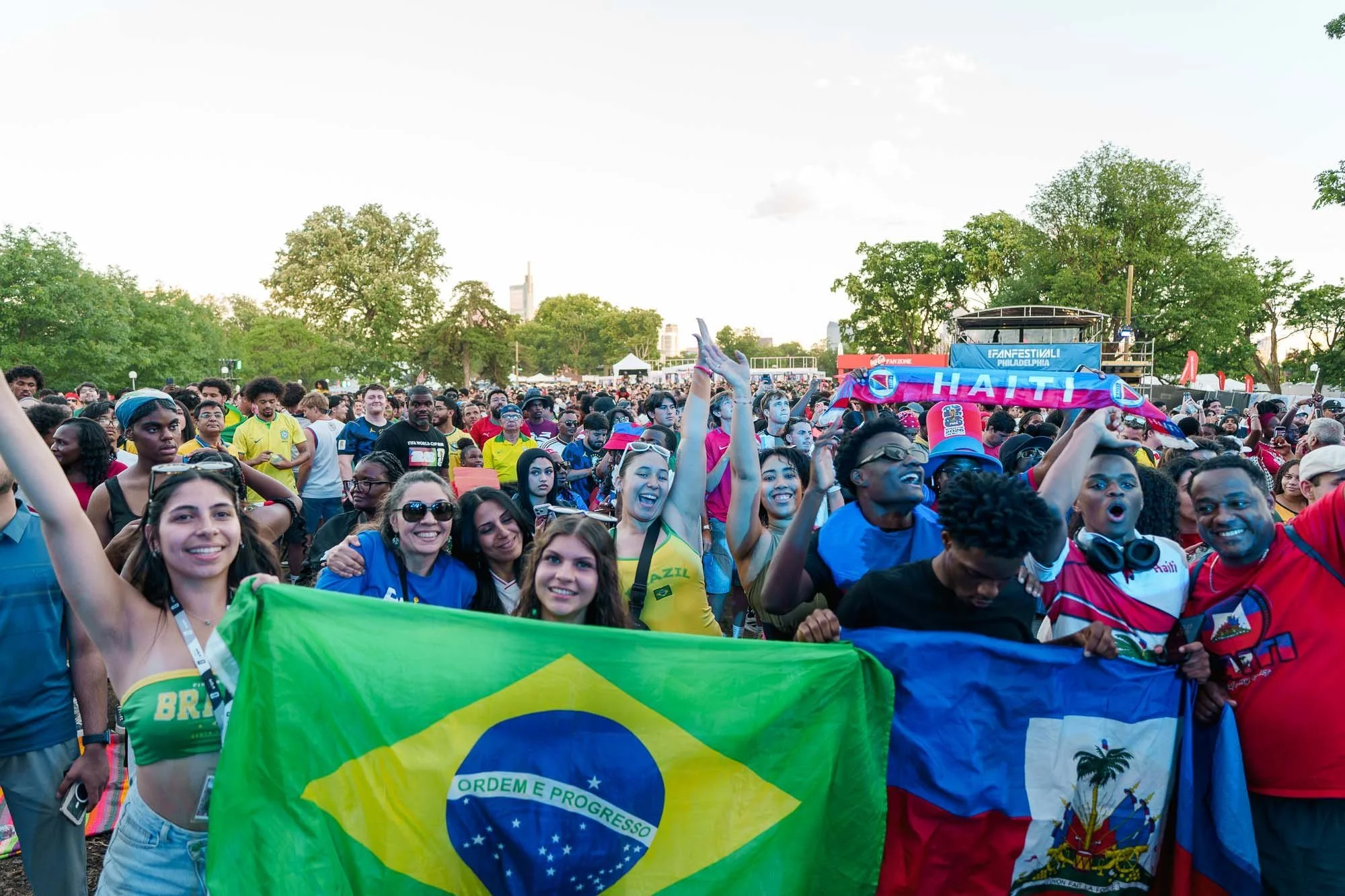 Brazilian and Haitian flags raised side by side