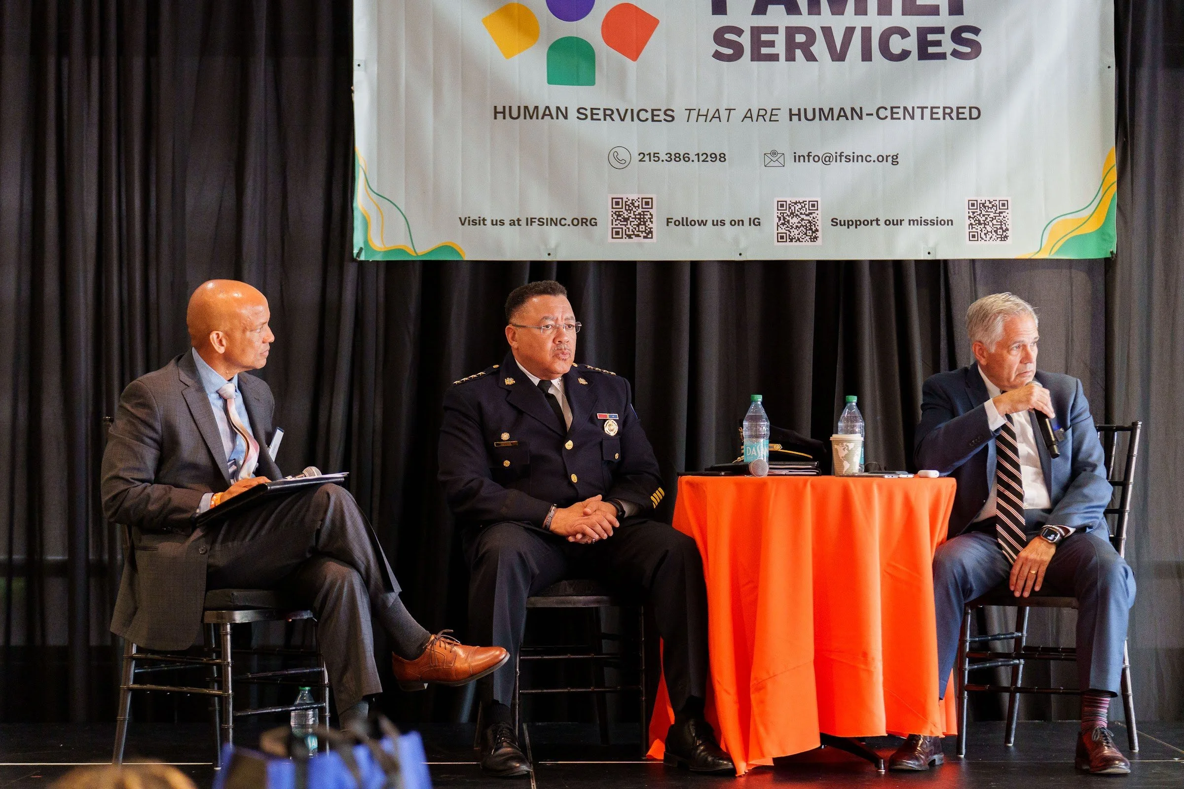 A fireside conversation on stage