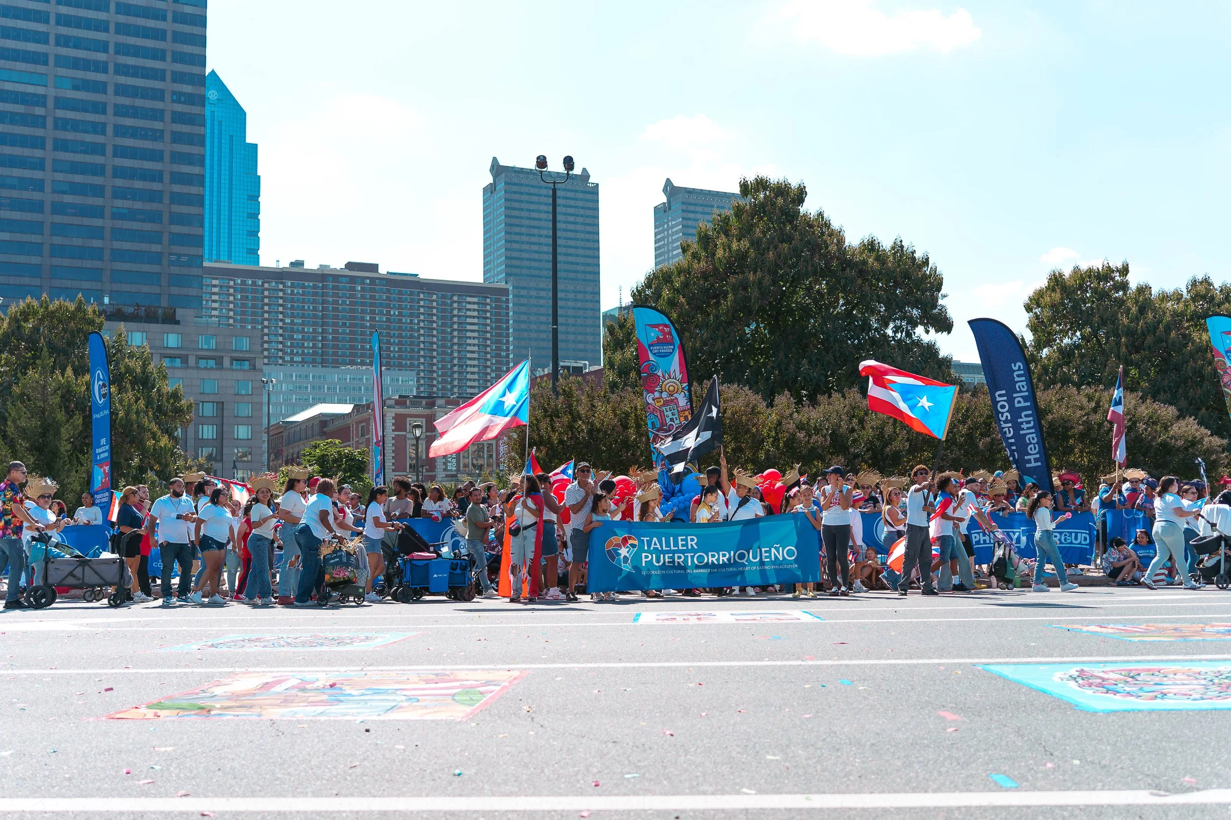 The procession stretching down the Parkway