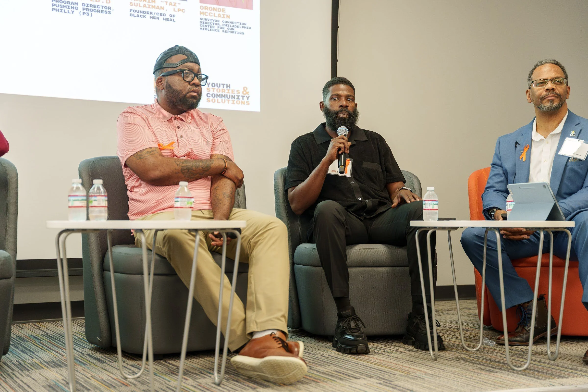 A panellist answering a question