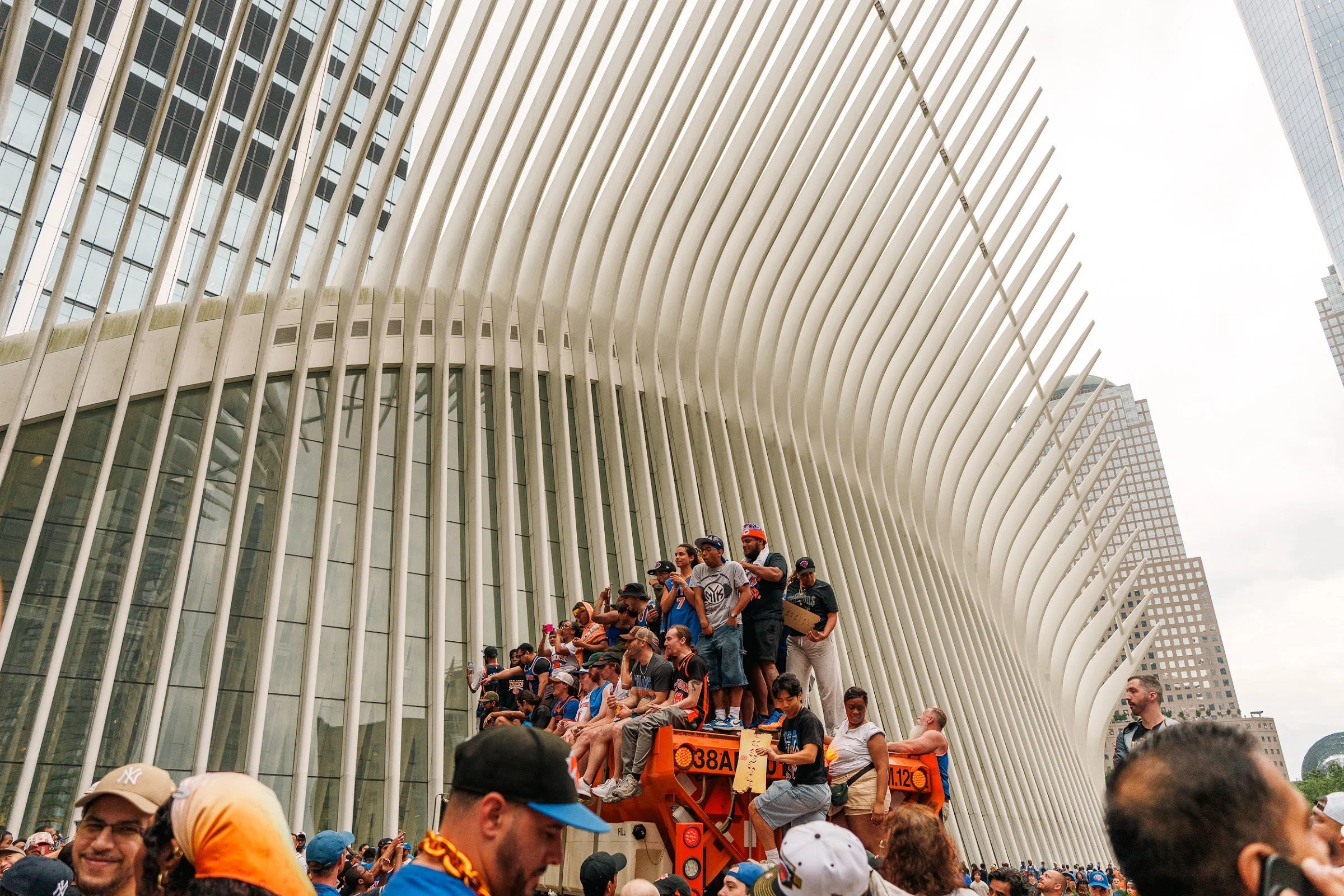 The crowd gathered outside the Oculus