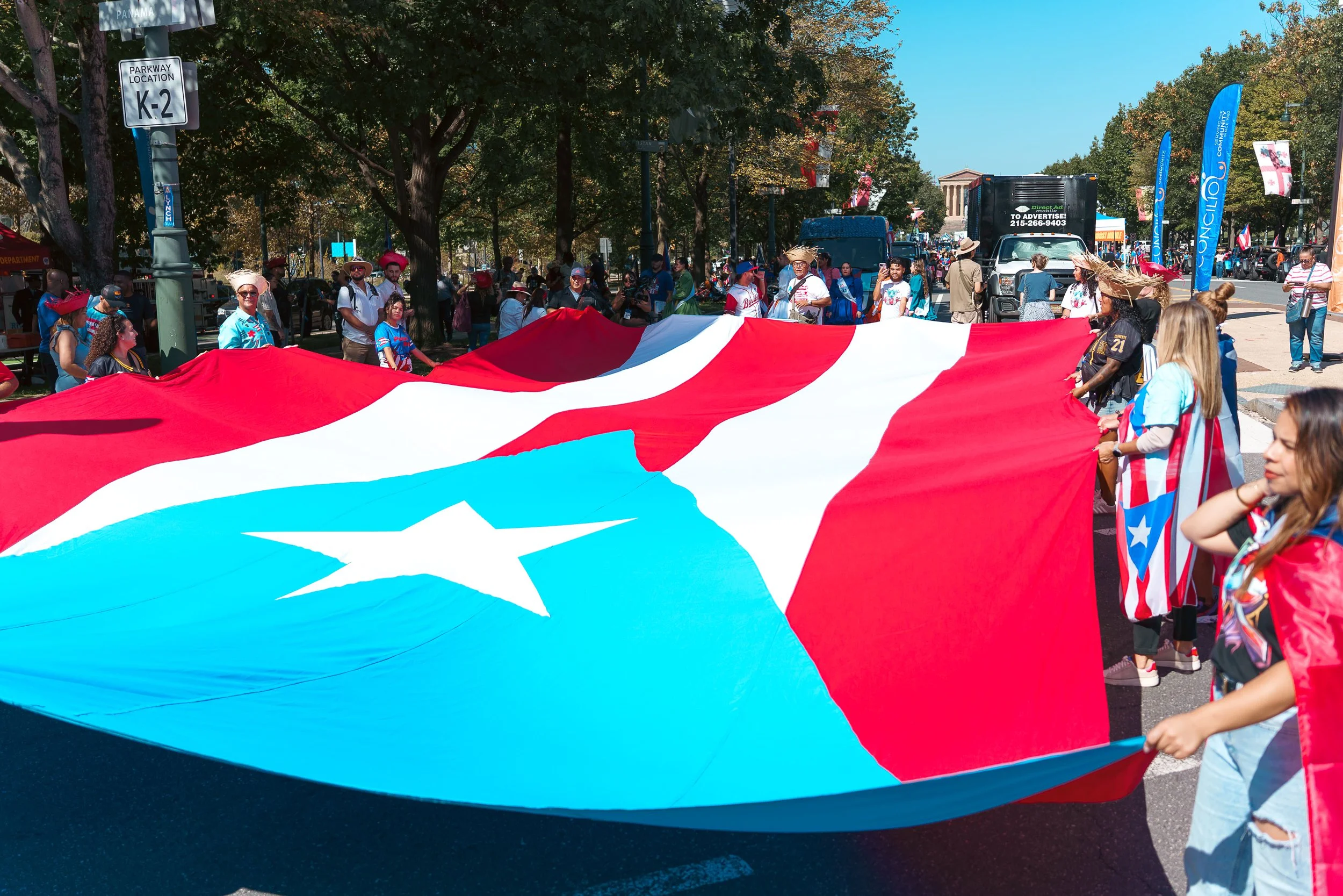 Flag carried through the crowd