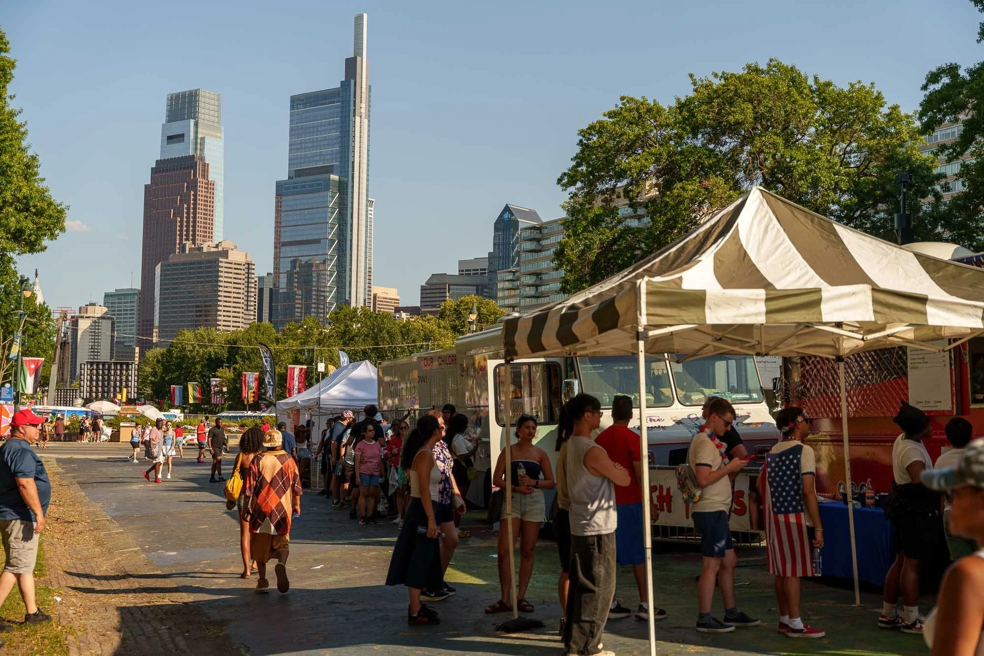 Tents and skyline along the Parkway