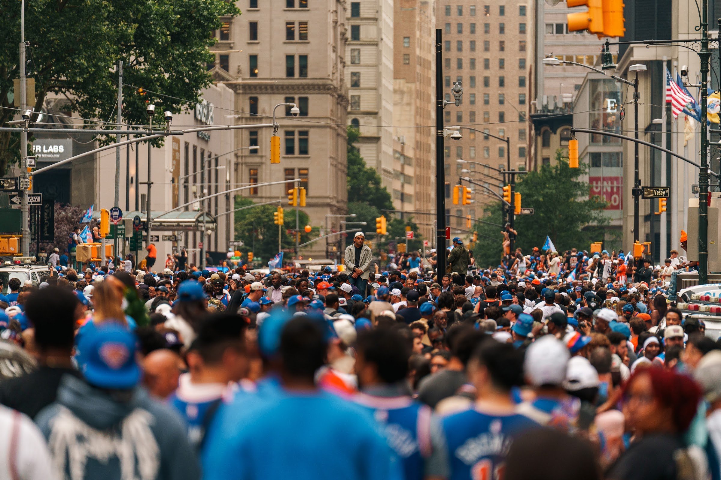 The parade route seen from above