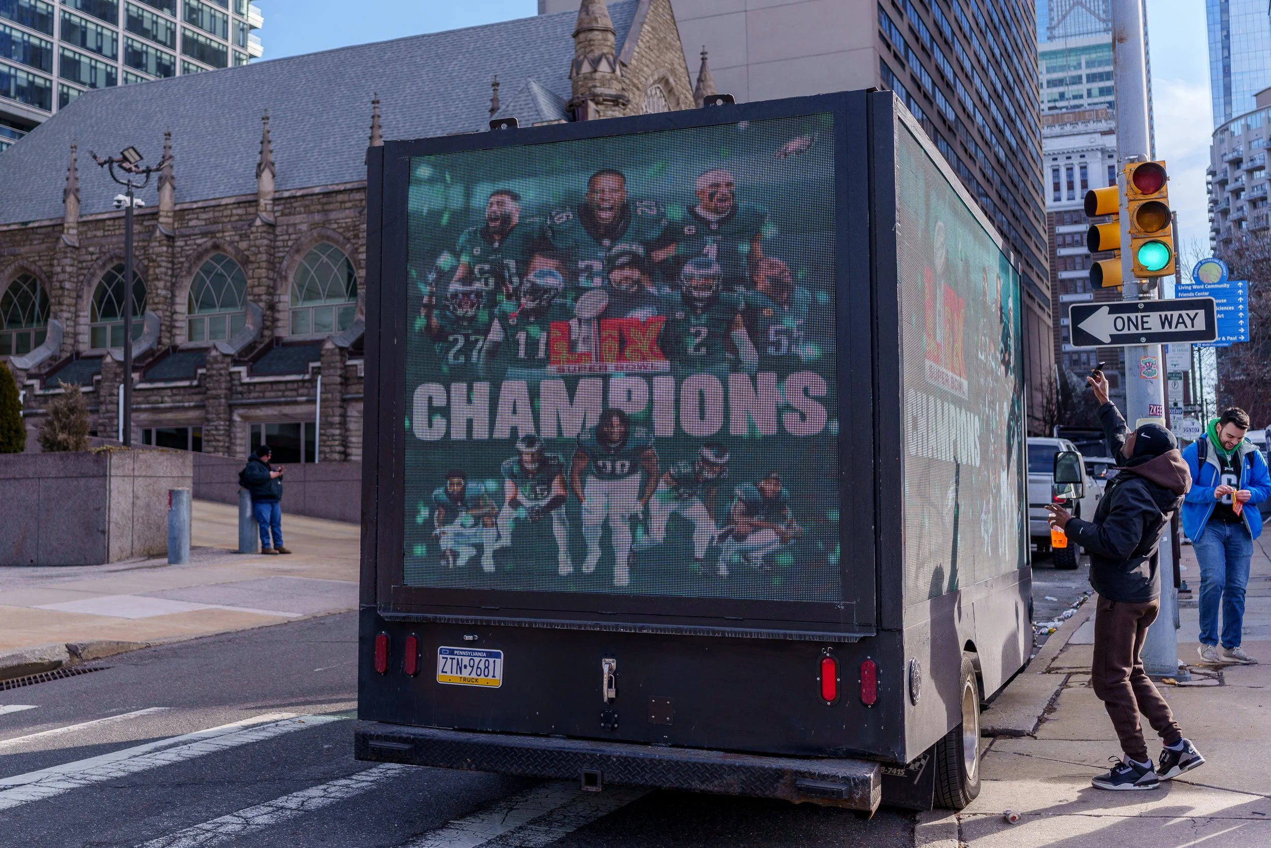 Mobile LED truck showing the championship graphic
