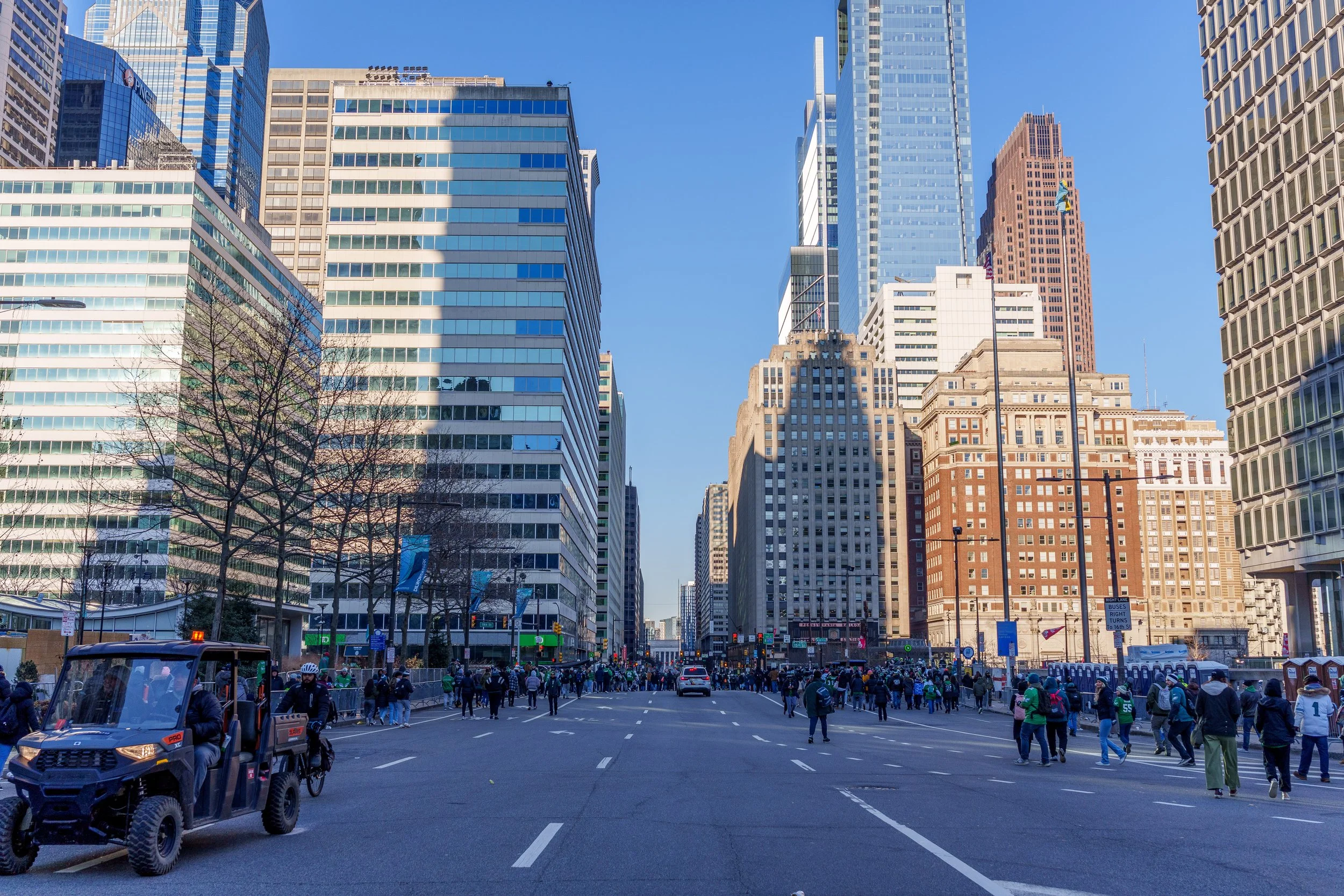 Wide view down Broad Street during the victory parade