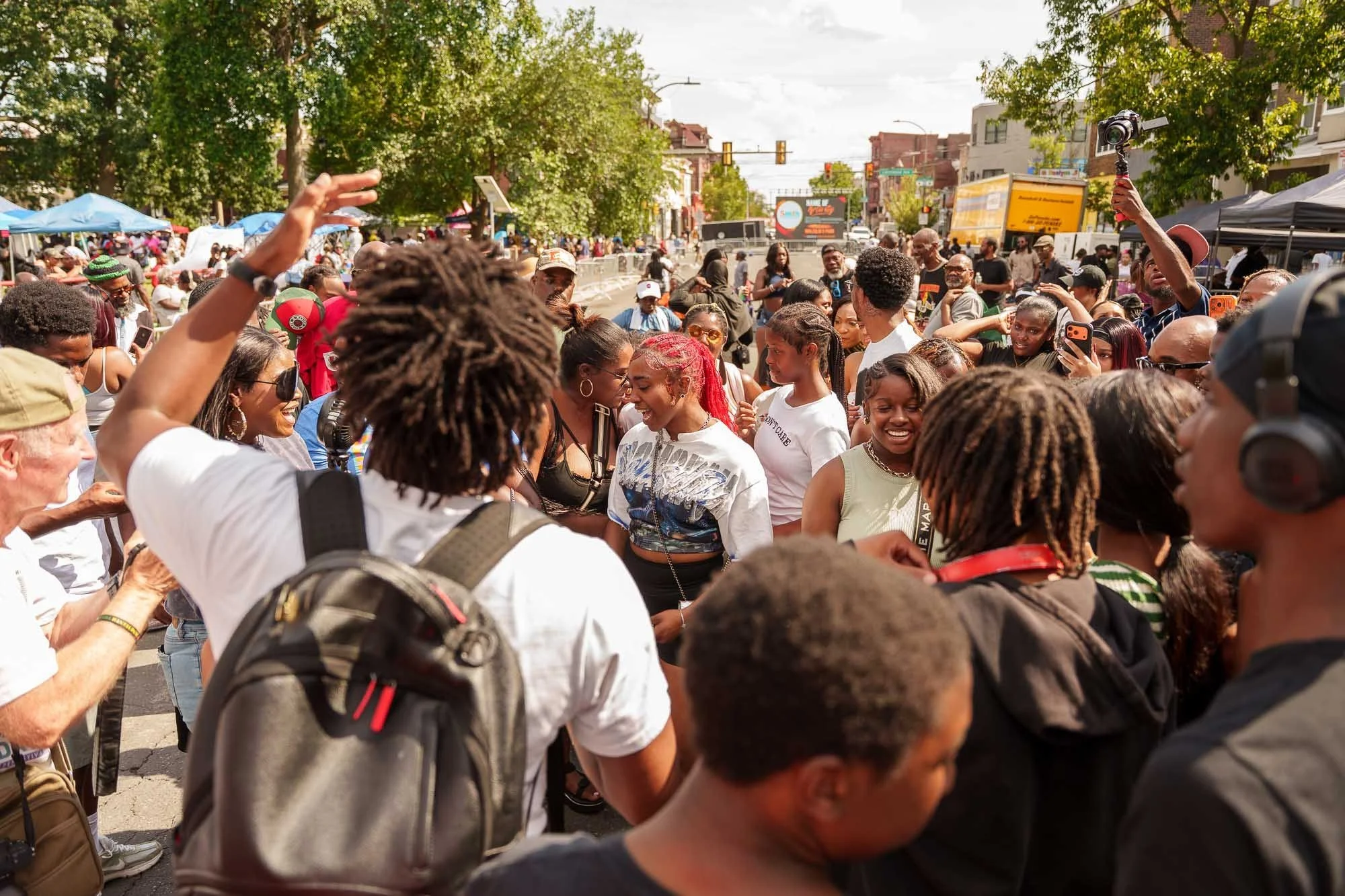 The crowd gathered around performers at the Juneteenth festival