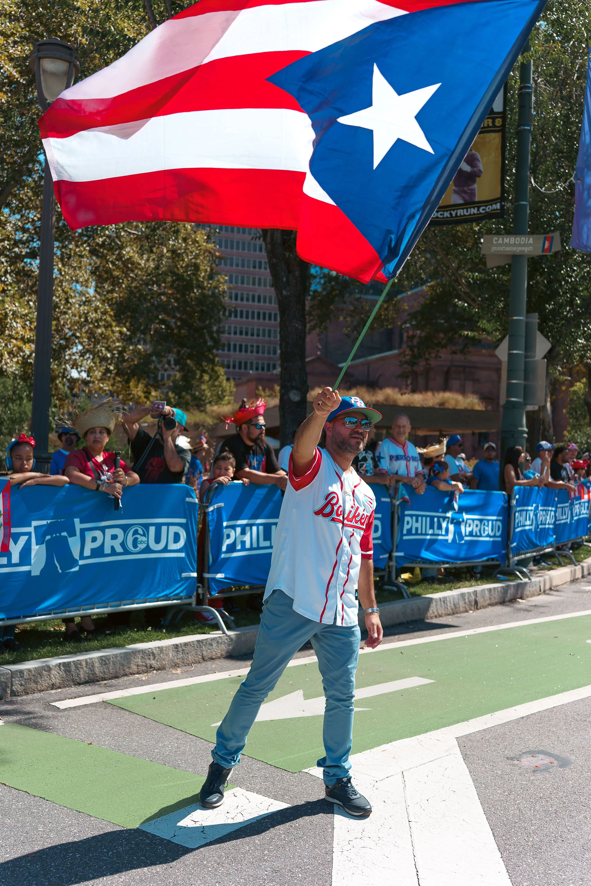 Flag bearer on the route