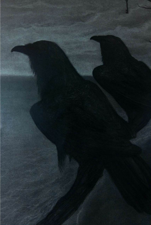 Ravens charcoal drawing from Down to Heaven