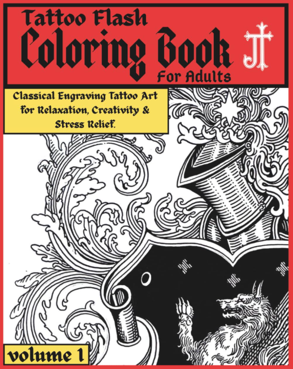 Tattoo Flash Coloring Book For Adults Volume I by Juliano Trindade
