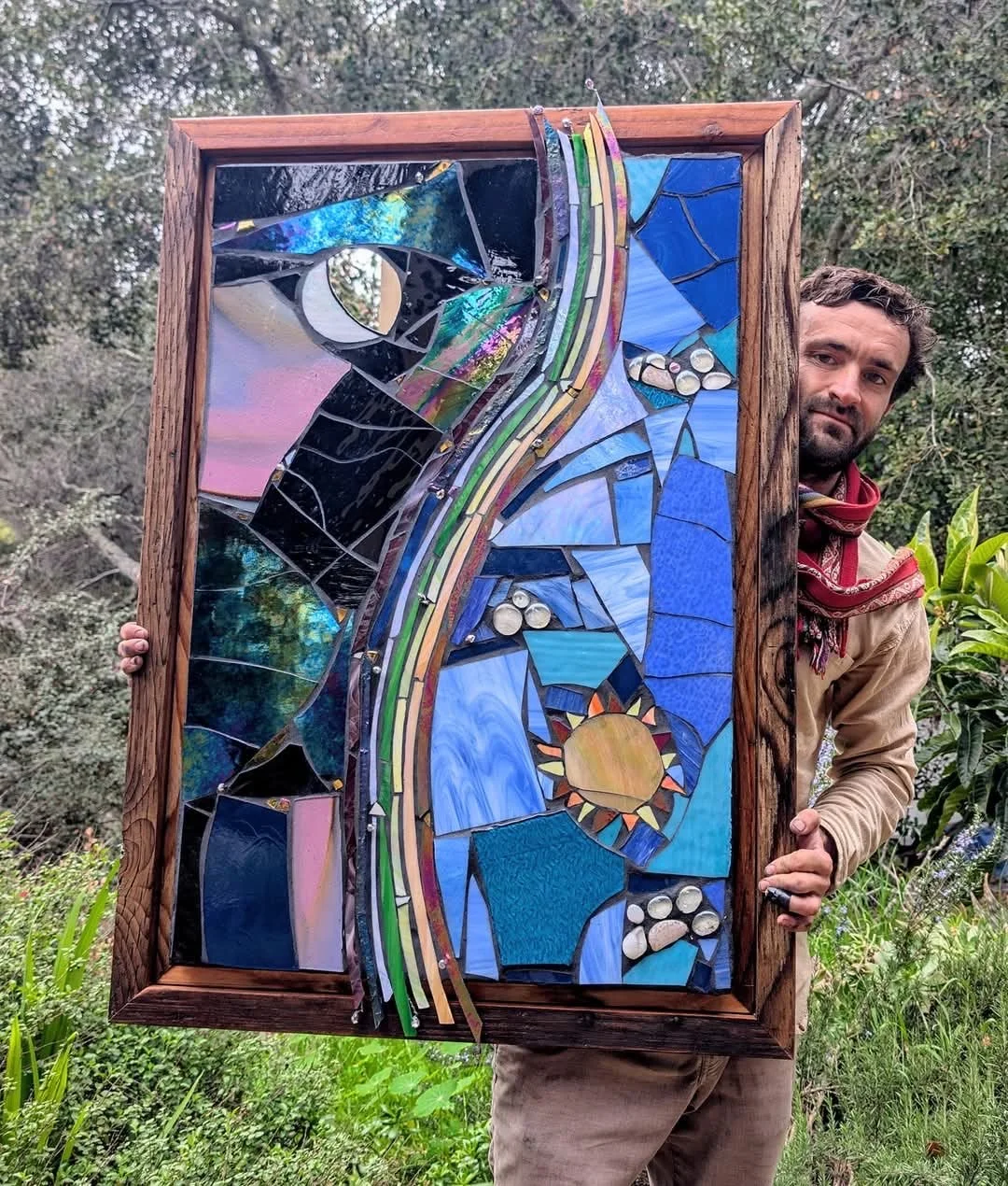 Rainbow and Sun Cosmic Mosaic by Miles Mathews