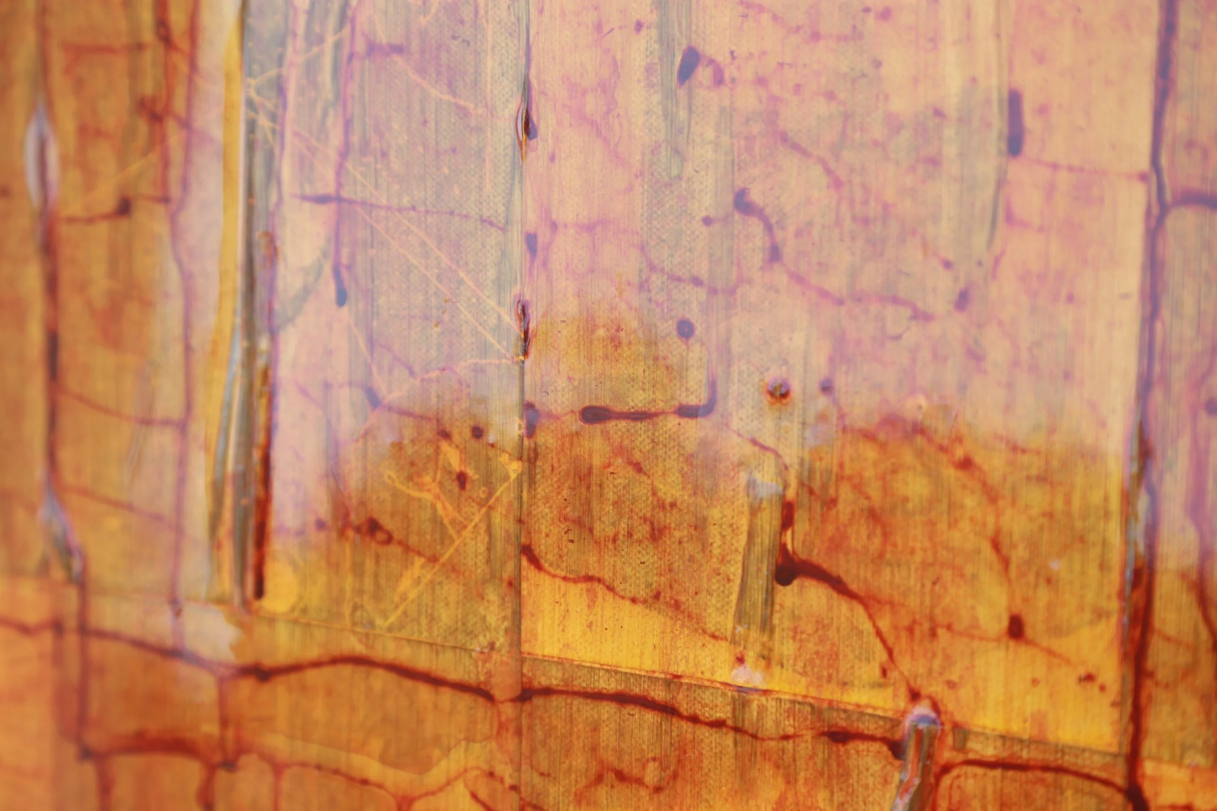 Abstract orange and gold painting by Terrell Moore